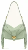 Fringe Faux Suede Shoulder Bag Mint Green