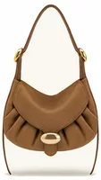 Faux Suede Draped Hobo Bag Camel
