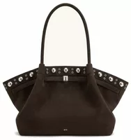 JW PEI Hana Large Faux Suede Tote Bag Deep Brown