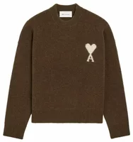 Ami De Coeur Crewneck Alpaca Sweater Chocolate Brown/Ecru