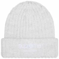 Supreme Chunky Rib Classic Logo Beanie White