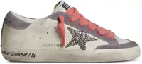 Golden Goose Super-Star White Leather Silver Star Lilac Heel (W)
