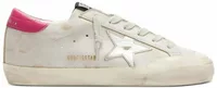 Golden Goose Super-Star White Silver Star Fuchsia Heel Tab (W)