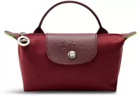 Longchamp Le Pliage Green Pouch with handle Pomegranate