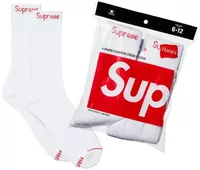 Supreme x Hanes Crew Socks (4 Pack) White