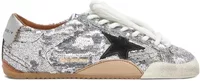 Golden Goose True-Star Silver Sequin Black Suede Star Silver Heel (W)