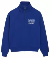 Ami Paris Zipped Cotton Thank You For Being A Friend Sweatshirt Royal Blue