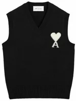Ami De Coeur Sleeveless Wool Sweater Black/Off White