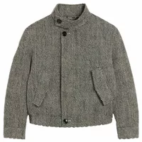 Wool Padded Harrington Jacket Black/Ivory