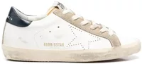 Golden Goose Super-Star White Leather Perforated Star Blue Heel (W)