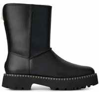 Short Leather Boot Black Leather (W)