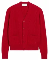 Cable Wool Cardigan Ruby Red