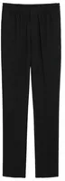 Elasticated-Waist Wool Trousers Straight-Fit Black
