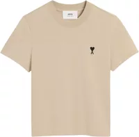 Ami Paris Ami De Coeur Cropped T-Shirt Beige