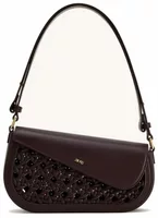 Cutout Woven Shoulder Bag Burgundy