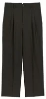 High-Waisted Carrot-Fit Striped Wool Trousers Carbon Grey/Chocolate Brown