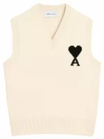 Ami De Coeur Sleeveless Wool Sweater Off White/Black