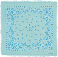 Small Cashmere Bicolor Bandana Hachi Bleu Green