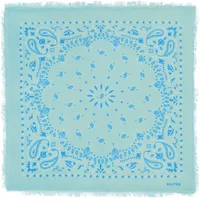 Small Cashmere Bicolor Bandana Hachi Bleu Green