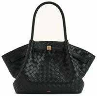 Medium Weave Texture Tote Bag Black