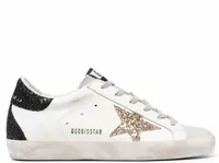 Golden Goose Super-Star Gold Glitter Star Black Glitter Heel (W)