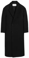 Long Double Breasted Wool Coat Black