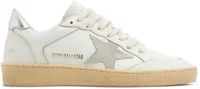 Golden Goose Ball-Star White Leather Gray Suede Star Silver Heel (W)