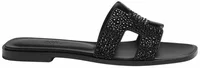 Hermes Oran Sandal Noir Box Goatskin With Rhinestone