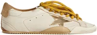 Golden Goose True-Star White Nappa Gold Star Beige Suede Heel (W)