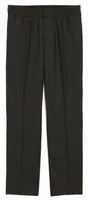 Elasticated-Waist Striped Wool Trousers Carbon Grey/Chocolate Brown