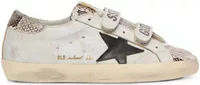 Golden Goose Old School White Leather Black Leather Star Snake Print Inserts (W)