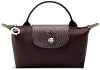 Longchamp Le Pliage Green Pouch with handle Mocha