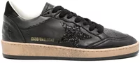 Golden Goose Ball Star Black Nappa Black Glitter Star Black Suede Heel Tab (W)
