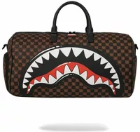 Sprayground Sharks In Paris WTF Bubble Brown Check Duffle Brown