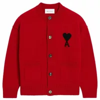 Ami De Coeur Crewneck Wool Cardigan Ruby Red/Black
