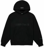 Essentials Pullover Hoodie Applique Logo Dark Slate Stretch Limo Black