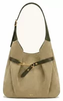 Faux Suede Hobo Bag Brownish Green