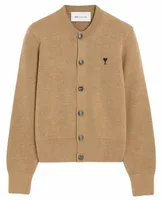 Ami De Coeur Crewneck Wool Cardigan Camel Chine/Black (W)