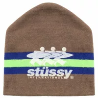 Stussy Stripe Ski Beanie Tan