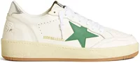 Golden Goose Ball Star Green Leather Star Metallic Silver Heel Tab (W)