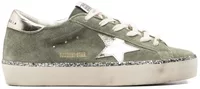 Golden Goose Hi-Star Green Suede Glitter Metallic Heel (W)