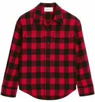 Wide Checkered Wool Overshirt Ruby Red/Black