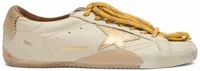 Golden Goose True-Star White Nappa Gold Star Beige Suede Heel
