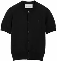 Ami De Coeur Wool Short-Sleeve Cardigan Black/Black (W)