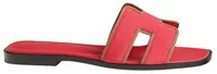 Hermes Oran Sandal Rose Grenade Box Woven Suede And Nappa Leather