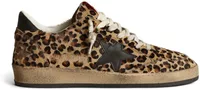 Golden Goose Ball Star Leopard Pony Black Leather Star Black Heel Tab (W)
