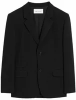 Single Breasted Straight-Fit Wool Blazer Black