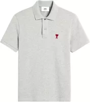 Ami Paris Ami De Coeur Polo Shirt Grey Red