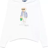 Polo Bear Print Hoodie White