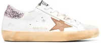 Super-Star White Leather Tan Star Pink Glitter Heel (W)
